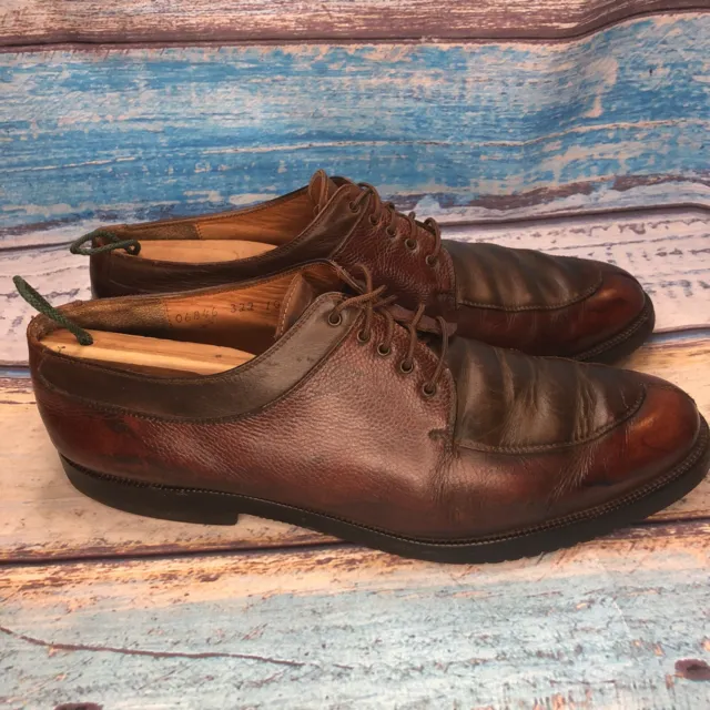 SALVATORE FERRAGAMO BROWN Leather Split Toe Oxford Men's Shoes 10 D $94 ...
