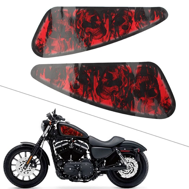 Red Skull Motorcycle 3D Decals Fuel Gas Tank Pad Stickers for Harley XL883 1200
