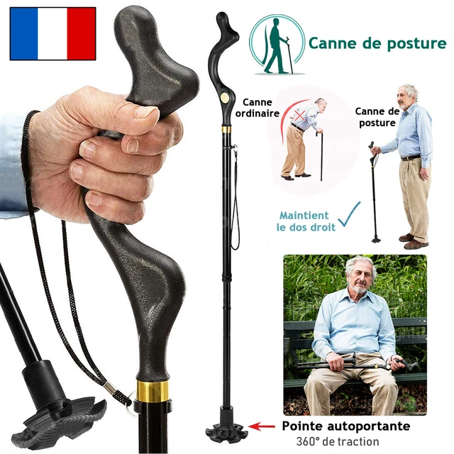 Canne de canne réglable 4 tête pivotant Trusty Base Posture Cane
