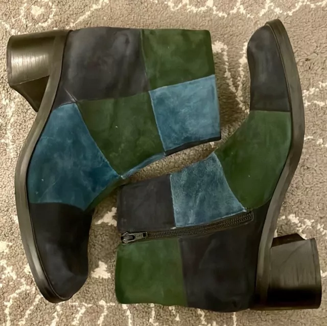 Vintage Nine West Jackley Colorblock 90's Y2K square toe womens ankle boots sz 8