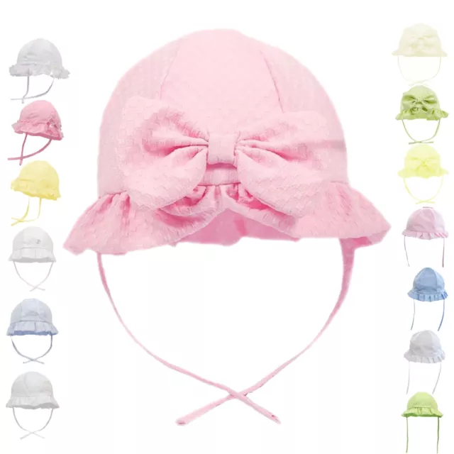 Baby Mädchen Sommer Sonne Hut Punkte Rüschen Schleife Jungen Stern Cap Weiß Rosa