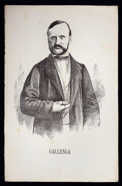 Antonio Gallenga Incisione Xilografia '800 Politico Deputato Regno D' Italia
