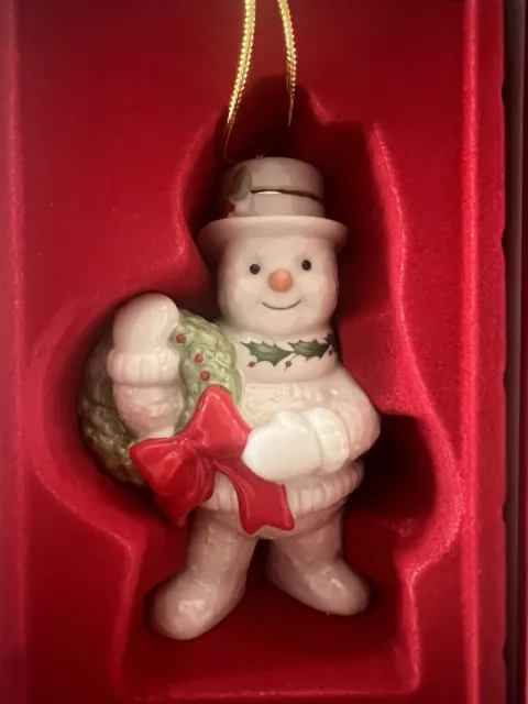 New LENOX Annual Happy HOLLY DAYS Snowman CHRISTMAS Ornament 3.5” 2