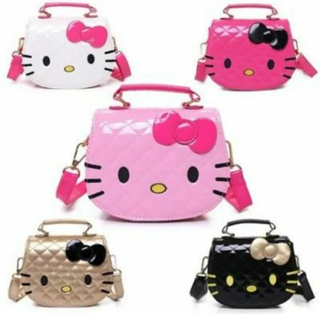 HELLO KITTY HANDBAG Purse Women Teen Kids Shoulder Bag Pink Black White Gold