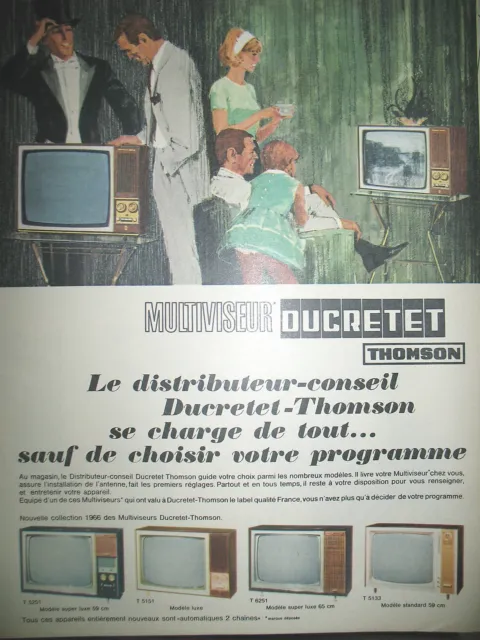 Publicite De Presse Ducretet Thomson Television Modeles Luxes French Ad 1966