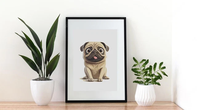 A4 Pug Gta Style  Music Film Art Retro Poster  Culture Print