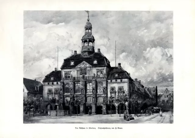 Rathaus in Lüneburg XL Kunstdruck von Hermann Braun * & † in Hausberge Minden