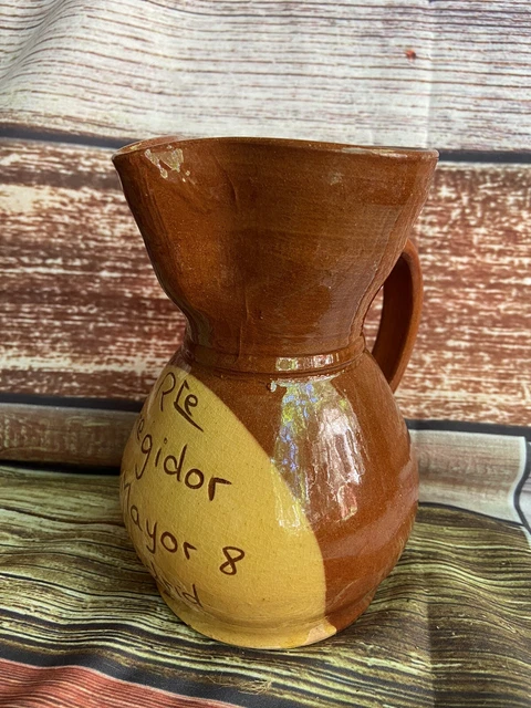 Vintage Pottery REDWARE Clay Glaze Vessel Jug Wheel Thrown Pitcher Spain