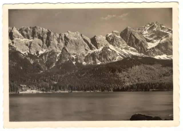 Alte Sw Ak Postkarte Ansichtskarte Eibsee Bayern Mit Zugspitze Schwarz-Weiss Top