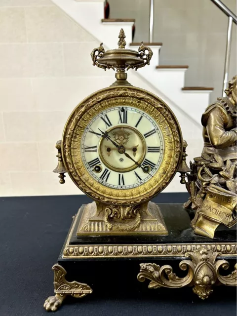 Antique 1800's Ansonia Decorative Shakespeare Figure Mantle Clock 3