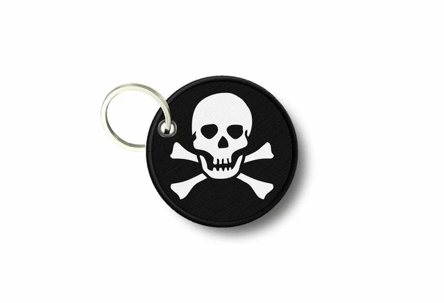 Porte-clés Patch Brodé Tête De Mort Plongeur – Tissu Multicolore – Fabriqué En France – Unisexe