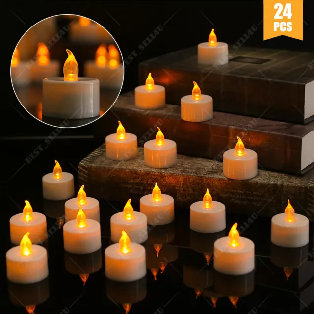 24PCS Flameless Flickering Votive LED Candles Tea Light Battery Operated Decor