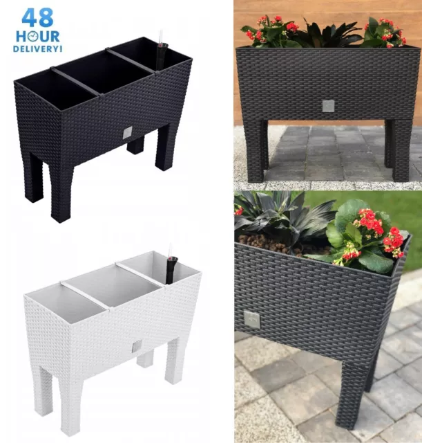 Raised Planter Plant Pot On Legs Rattan Large White Anthracite Flower Box 60 80