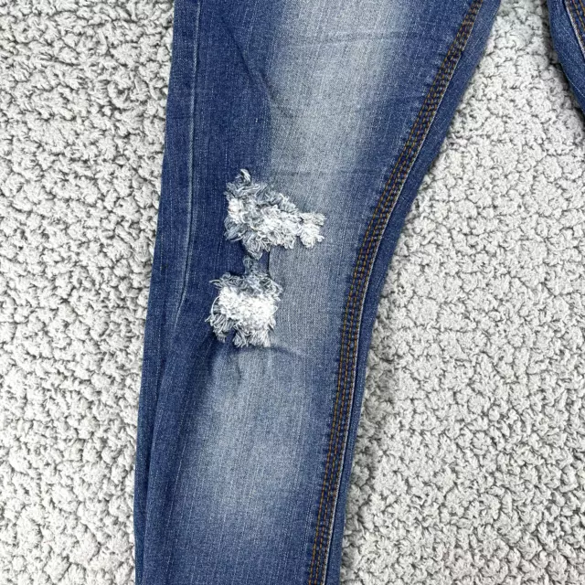 Dollhouse Jeans Womens Size 5 Distressed Roll Up Skinny Capri Denim Flag Pockets 3