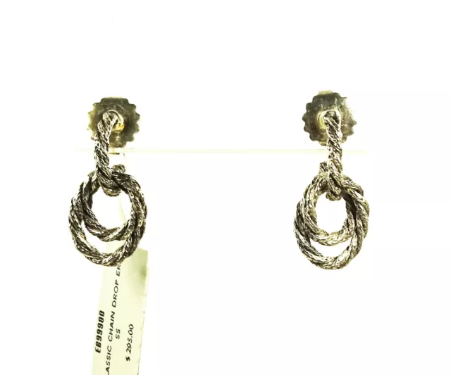 JOHN HARDY $295 Sterling Silver Classic Chain Small Hoop Drop Earrings