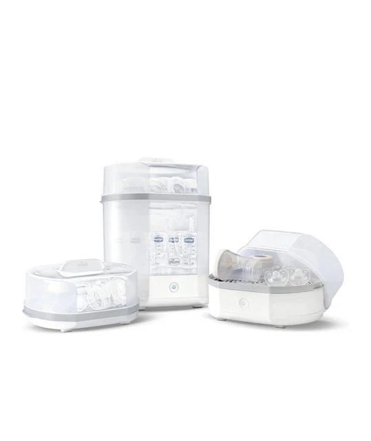 Chicco Modularer Dampfsterilisator 3in1, Babyflaschen-Sterilisator, Einstellbare