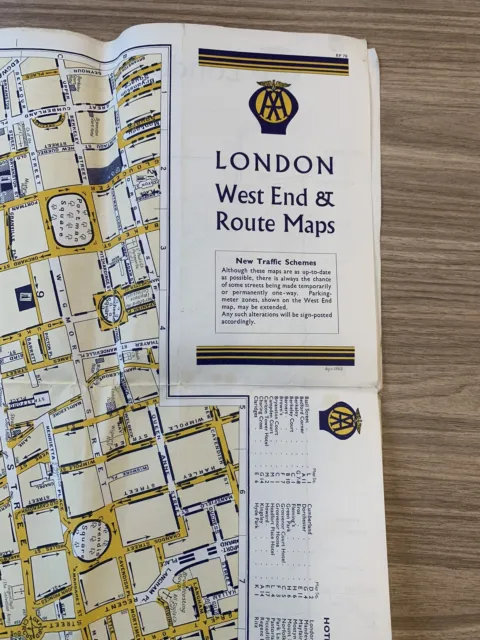 AA Map London West End & Route Map 1950-60’s