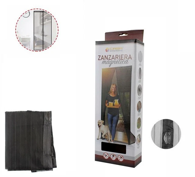 JustGo - Tenda Zanzariera Magnetica Per Porta-finestra, Nera, 180 X 260 Cm