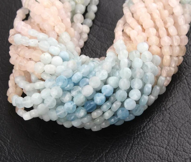 AAA Rose Morganite Gemme 3mm-4mm Pièce Forme Checker Coupe Facettes Perles 33cm