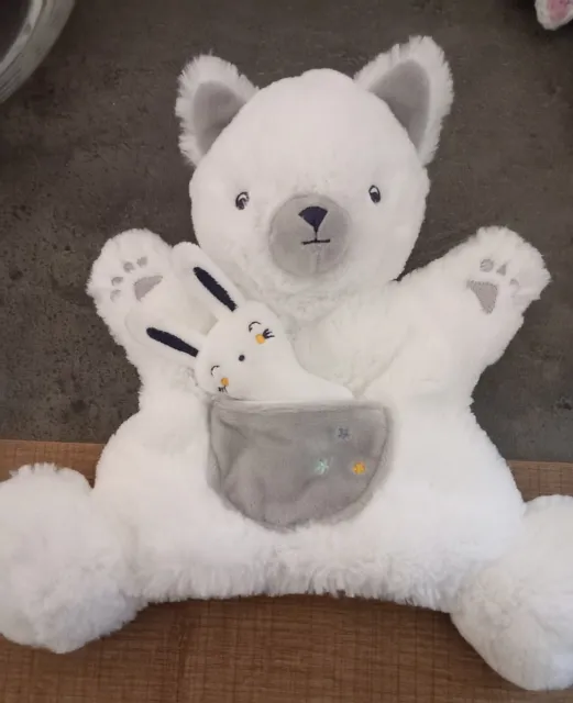 Doudou marionnette ours chat blanc gris et son bébé lapin Simba Toys Kiabi