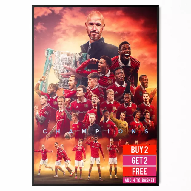 Manchester United Carabao Cup 2023 Winners Poster - A5-A3 - BUY 2 GET 2 FREE