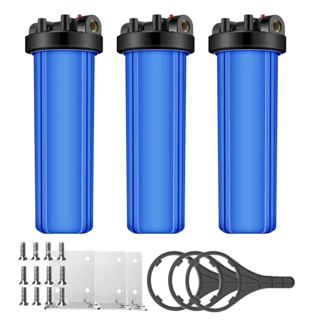 3Pack 20 Inch Big Blue Whole House Water Filter Housing for 20" x4.5" Filters 3Pack 20 Inch Big Blue Whole House Water Filter Housing for 20" x4.5" Filters