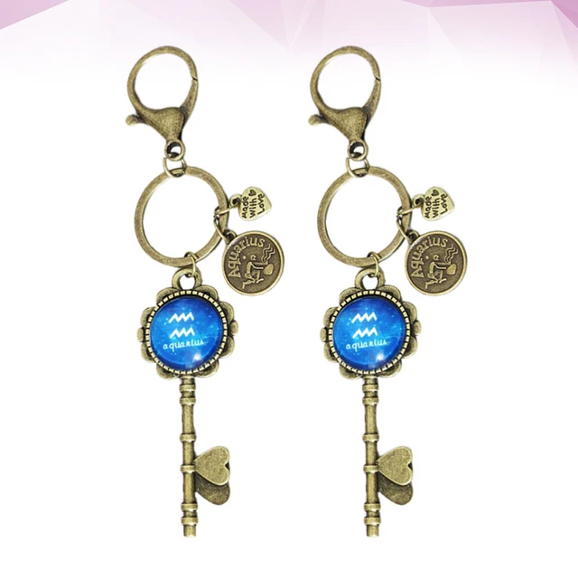 2 Pcs Hanging Keychains Pendant DIY Key Chain Accessories Constellation