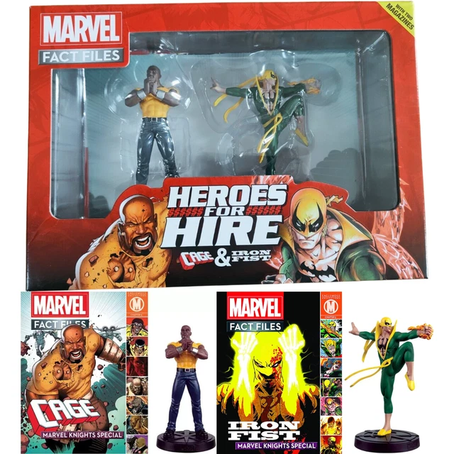 MARVEL FACT FILES Heroes for Hire Figurines Cage et Iron Fist Knights ...