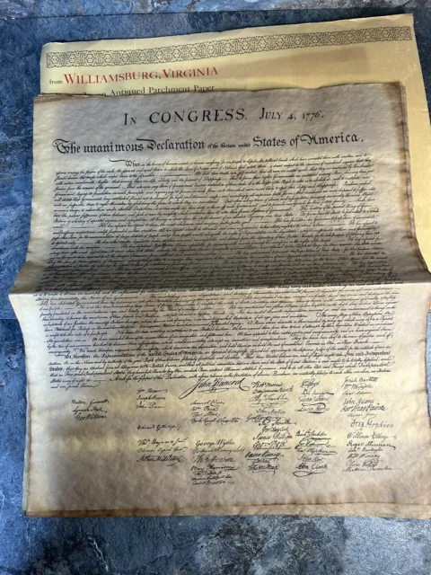 Williamsburg VA Facsimiles on Antiqued Parchment Paper of 4 Documents Great!