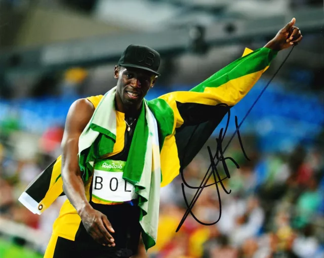 Usain Bolt Signed 10X8 PHOTO DISPLAY Olympics JAMAICA AFTAL COA (C)