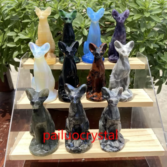 Wholesale Natural Mixed Hairless Cat Quartz Crystal Skull Carved Figurines 3" 3