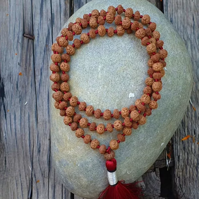 8mm Natural brown Rudraksha 108 knot beads necklace Mental Practice Bohemia 3