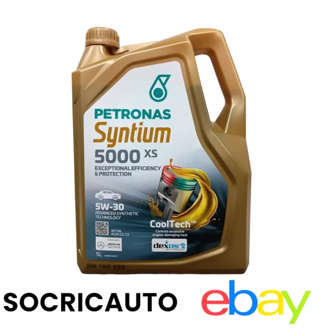 5 Litri Olio Petronas Syntium 5000 Xs 5W30 Syntethic C2 C3 FCA 955535-S3 NUOVO