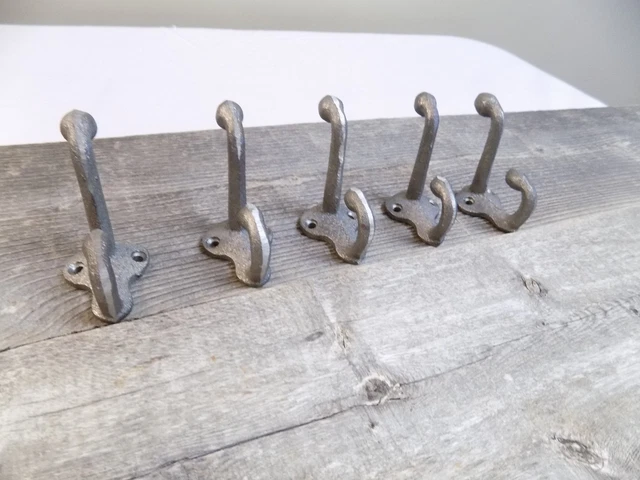 5 Coat Hooks Cast Iron Vintage Antique Look Hat Hook Hall Tree Restoration Farm 2