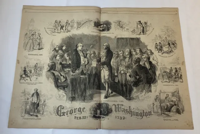 1864 Rivista Incisione ~16x22~ George Washington