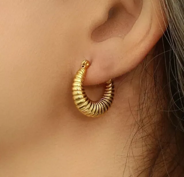 9ct Gold Creole Chunky Hoop Earrings