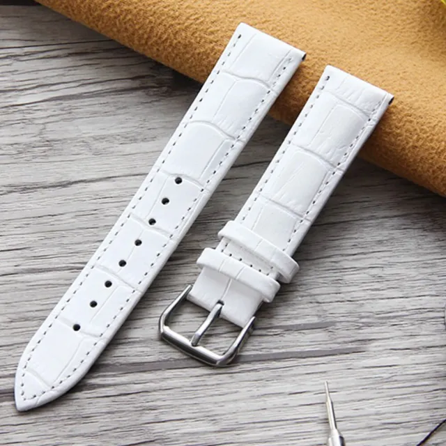 19x2cm Delicate Cowhide and Bamboo Stripe Watchband Replacement Strap for Watch 3