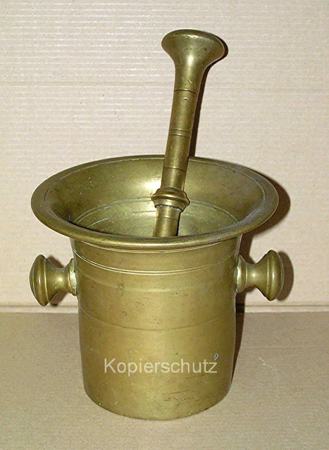 Bronze-Mörser mit Bronzestößel, sehr groß, sehr schwer, ca 5 Kg, um 1880 !!!