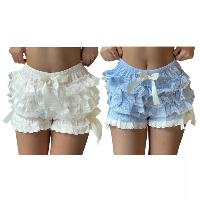 Women Cute Lace Trim Shorts Ruffled Lolita Pumpkin Bloomers Going Out Pettipants