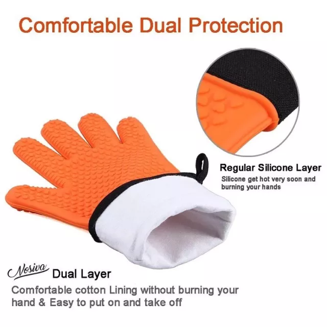 JR silicone oven BBQ gloves mitts soft cotton lining LONG / SHORT 7 colours UK