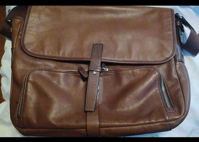 Tumi Brown Pebble Leather Large Briefcase Messenger Bag Carry-on