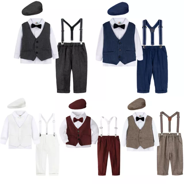 Baby Formal Outfits Boy Christening Suit Tweed Pants Set Toddler Wedding Clothes