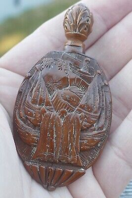Antique 18th/19th Century Hand Carved Wood Scent Bottle