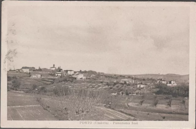 Cartolina viaggiata Porto panorama fraz. Castiglione del Lago vg 1923