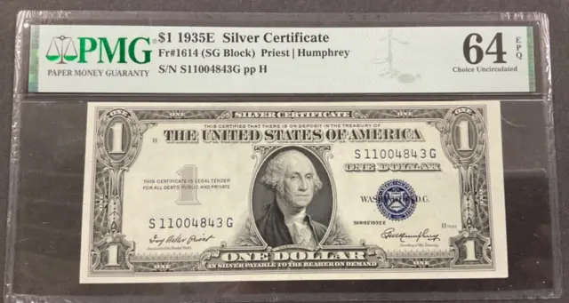 1935E  $1 Silver Certificate Fr#1614 (SG Block) PMG 64 Choice Uncirculated EPQ