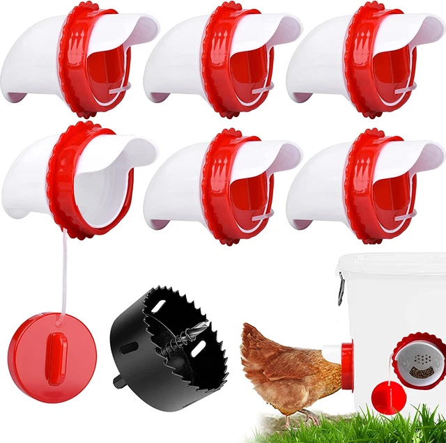 6 Pack Chicken Feeder Kit Automatic Poultry Waterproof And Rat Proof Hole Saw