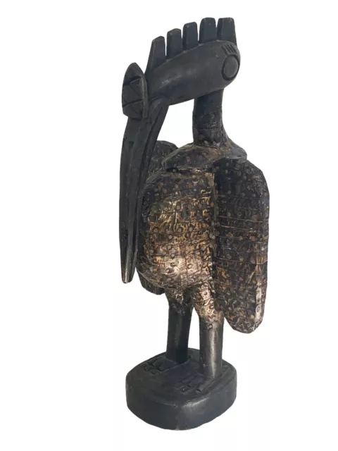 # 5260 Superb African Senufo Bird (Hornbill) Statue,  Cote D'ivoire 17" H
