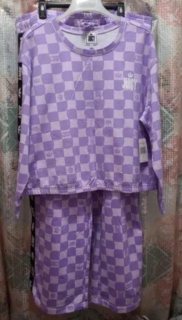 JUICY By Juicy Couture Plus Size 2X Track Suit, Top & SweatPants Lilac Sky Check