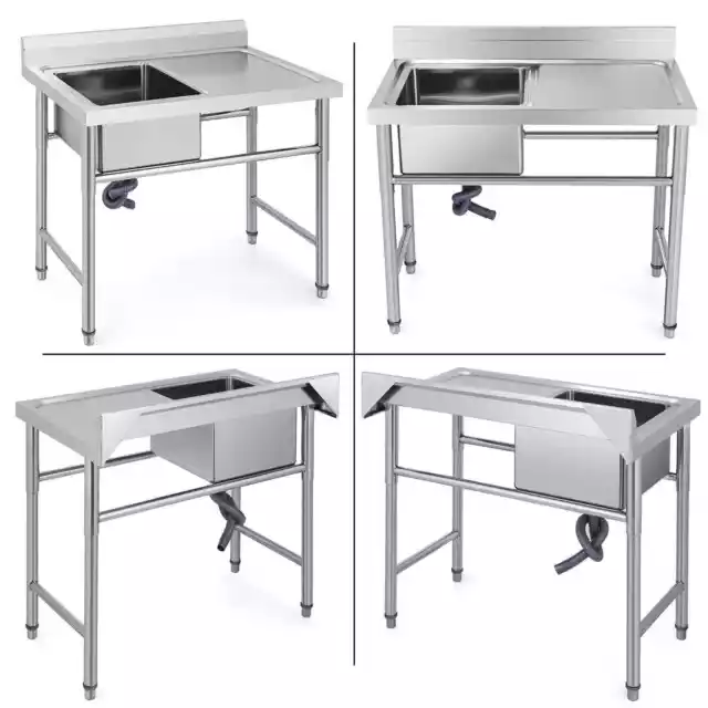 VEVOR Plonge Évier de Cuisine 1/2/3 Bacs Commercial en Acier Inox Professionnel 3