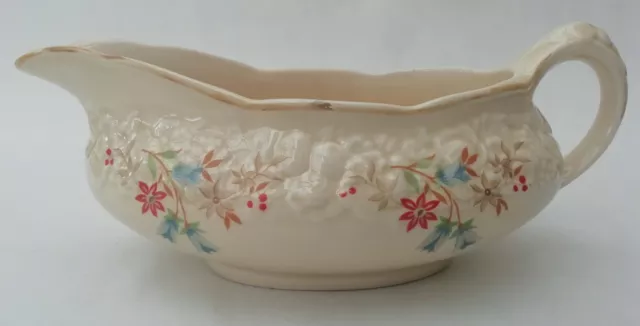 Crown Ducal Florentine Vintage Gracy Sauce Boat Blue & Red Flowers Pattern